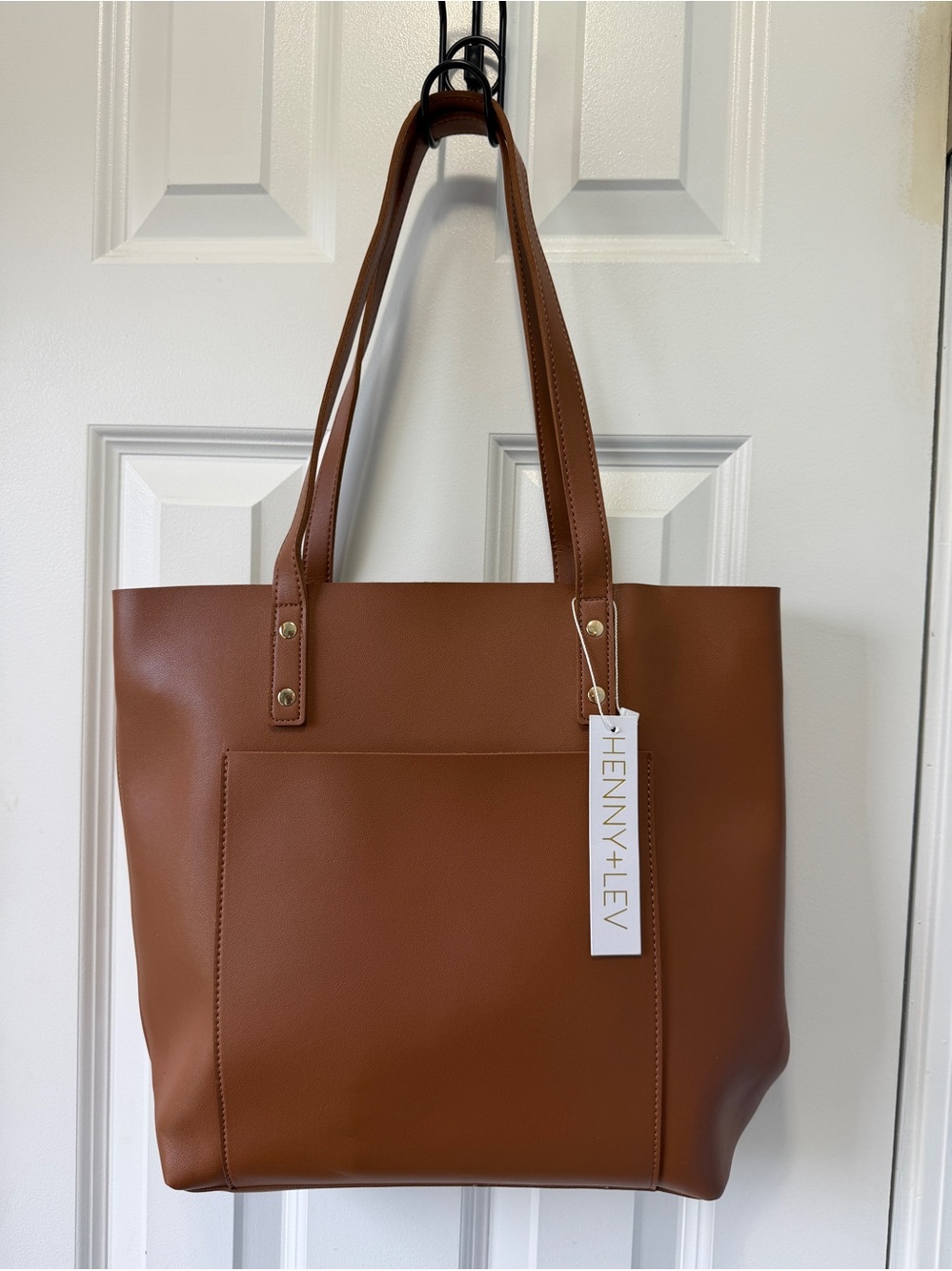 NWT Henny + Lev Vegan Brown Leather Tote Clean Girl Eco Friendly Preppy Classic
